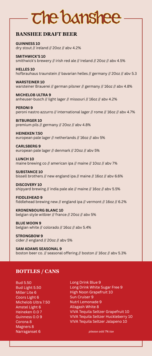 Drink Menu Page 1
